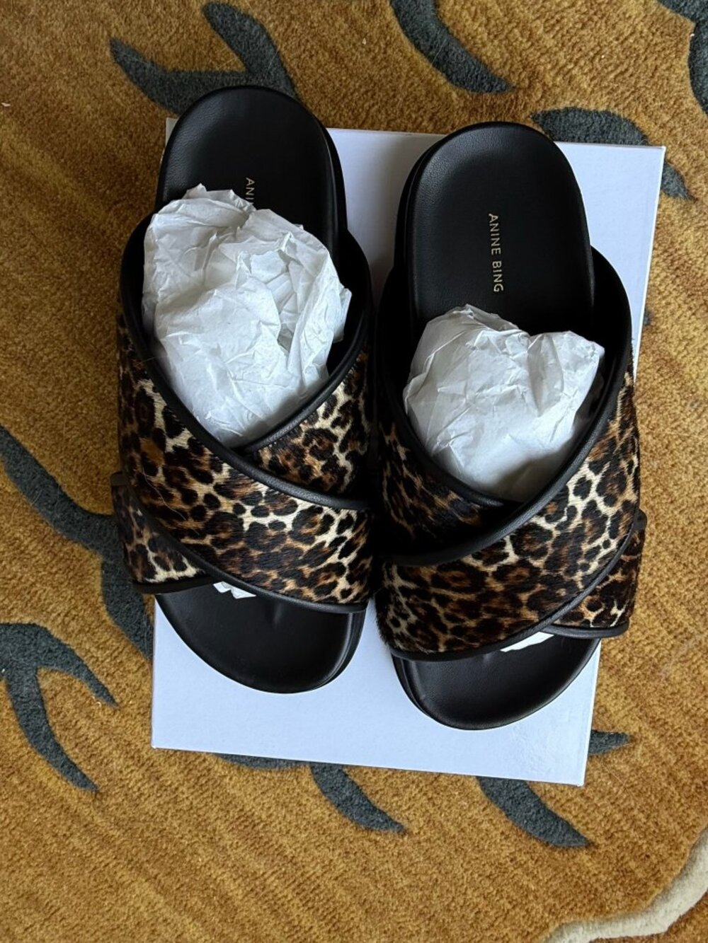 Anine Bing Leopard (pony hair) Slides